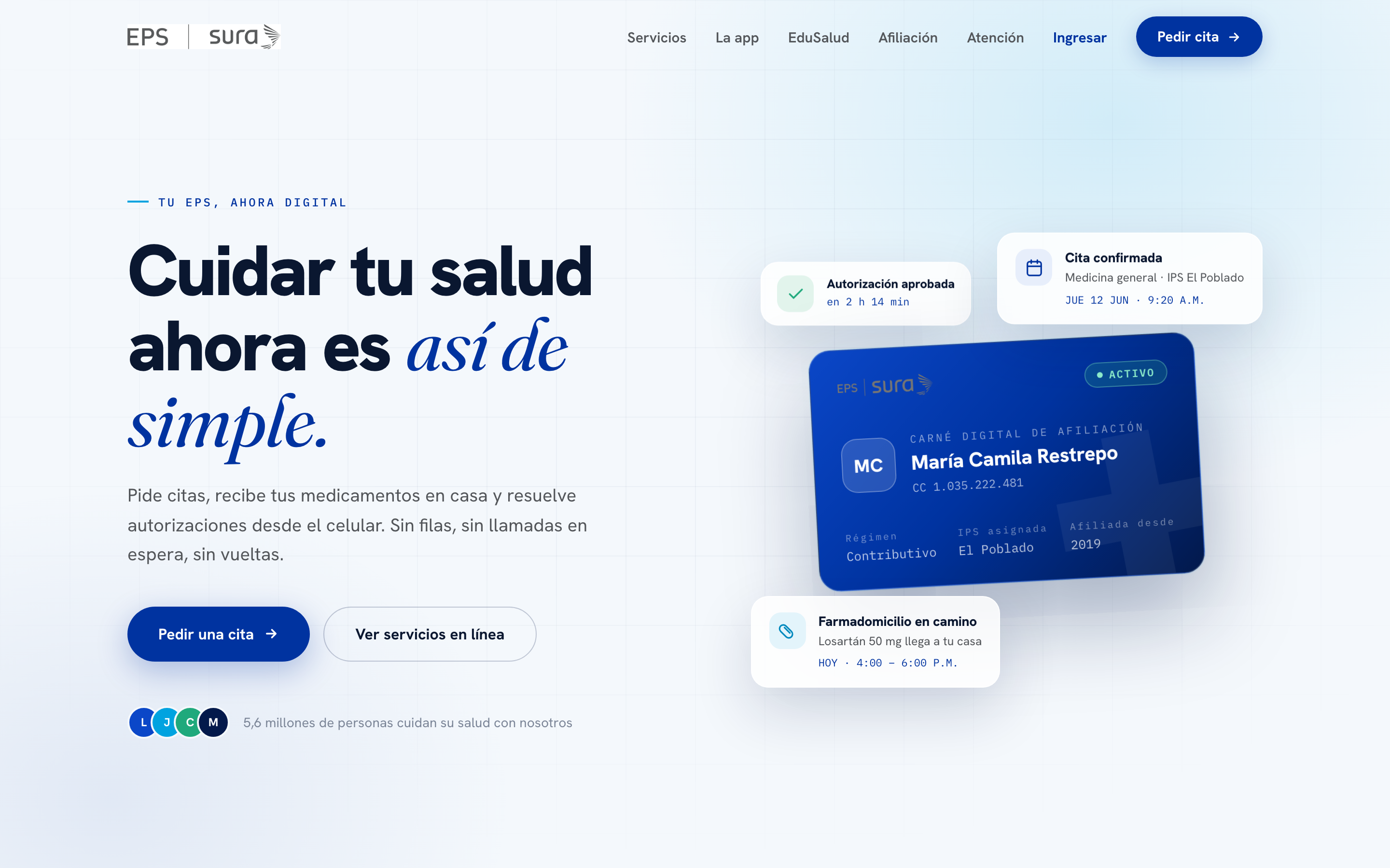 Rediseño de EPS SURA hecho con Claude Code